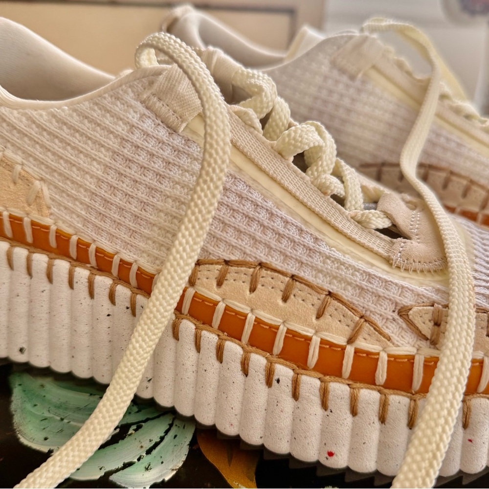 Chloe Cream and Tan Athletic Shoes